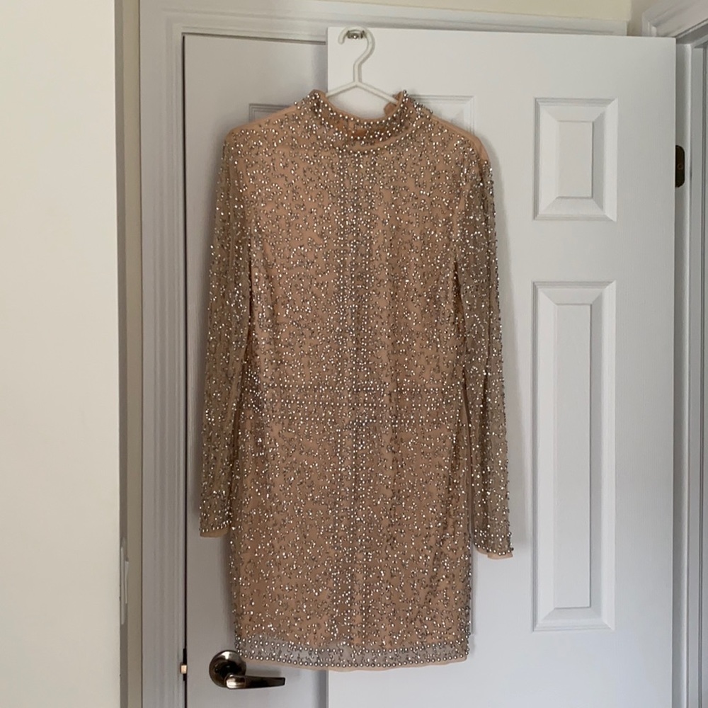 Nude Rhinestone dress from PrettyLittleThing